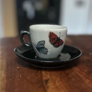 Set of 6 cups with saucers (butterfly pattern) in gift box -  numbered edition